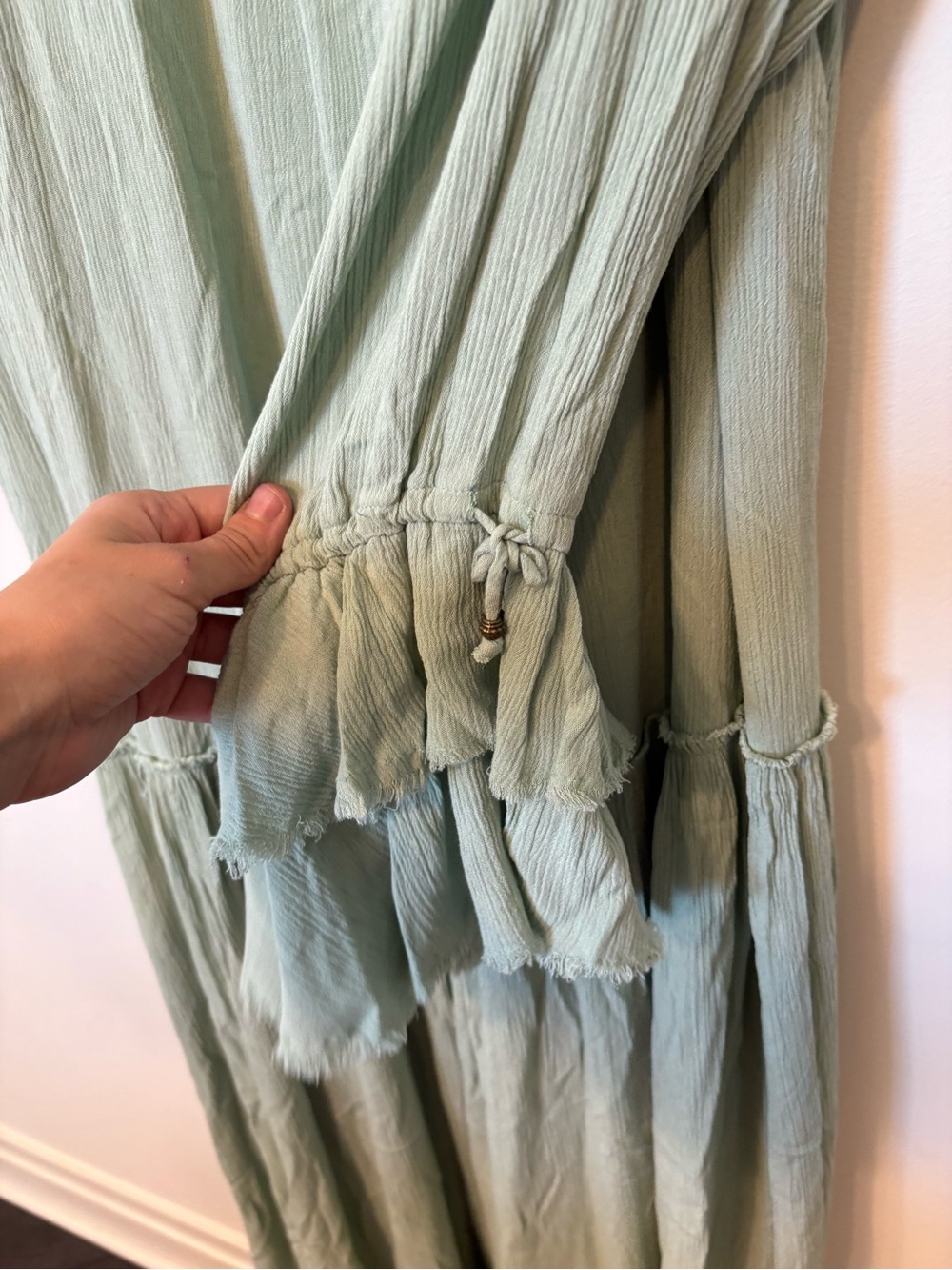 Free People sweet darlin Sage Green Textured Maxi Dress XL - Picture 10 of 15